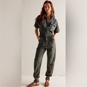 NEW Free People Marci Coverall in Dark Wash Size Small